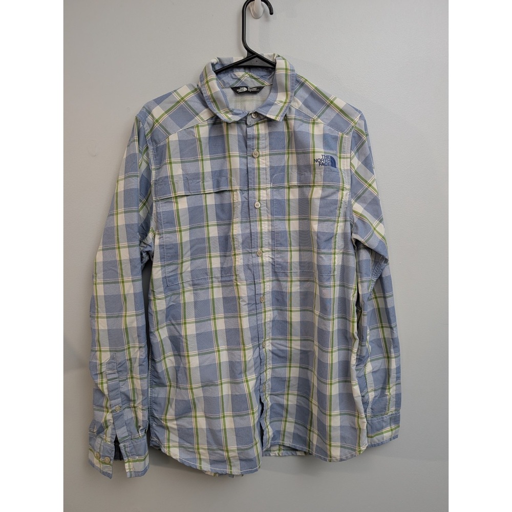 X1 The Norh Face Long Sleeve Button Down Polo. Size M. Multi color checkered